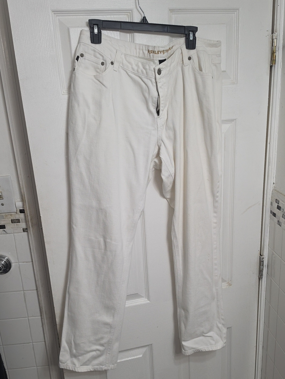 Ashley Stewart White Straight-Leg Jeans 14W